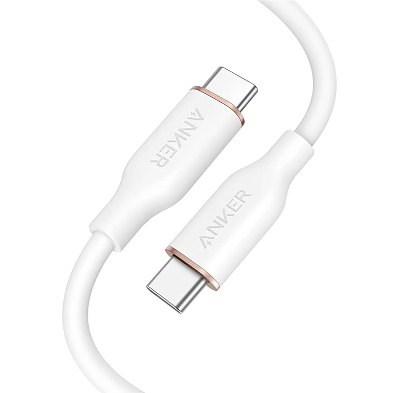 Anker PowerLine III Flow 6ft 100W USB-C to USB-C Cable - White - كابل